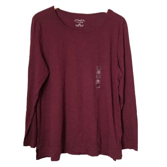 Maison Jules Top Tee Long Sleeve Size XXL Burgundy New - Picture 1 of 4